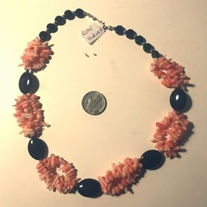 Handmade Coral and Onyx Necklace